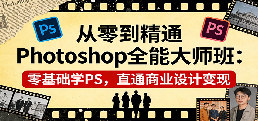 从零到精通Photoshop全能大师班：零基础学PS，直通商业设计变现创客联盟总站-闲云创业网-老谢轻创网-中创网-福缘网-冒泡网-资源之家-魔方项目库创客联盟总站