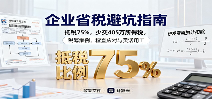 企业省税避坑指南:抵税75%,少交405万所得税,税筹案例,稽查应对与灵活用工创客联盟总站-闲云创业网-老谢轻创网-中创网-福缘网-冒泡网-资源之家-魔方项目库创客联盟总站