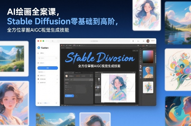 AI绘画全案课，Stable Diffusion零基础到高阶，全方位掌握AIGC视觉生成技能创客联盟总站-闲云创业网-老谢轻创网-中创网-福缘网-冒泡网-资源之家-魔方项目库创客联盟总站