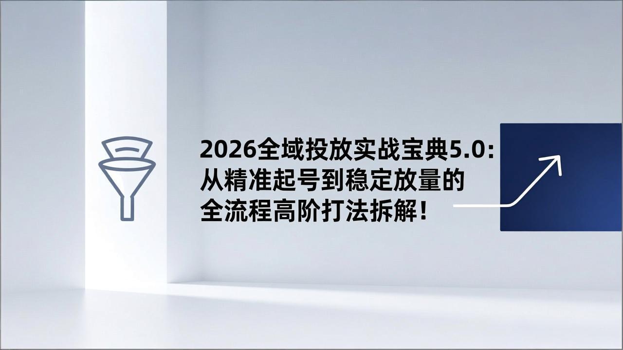 2026全域投放实战宝典5.0：从精准起号到稳定放量的全流程高阶打法拆解！创客联盟总站-闲云创业网-老谢轻创网-中创网-福缘网-冒泡网-资源之家-魔方项目库创客联盟总站