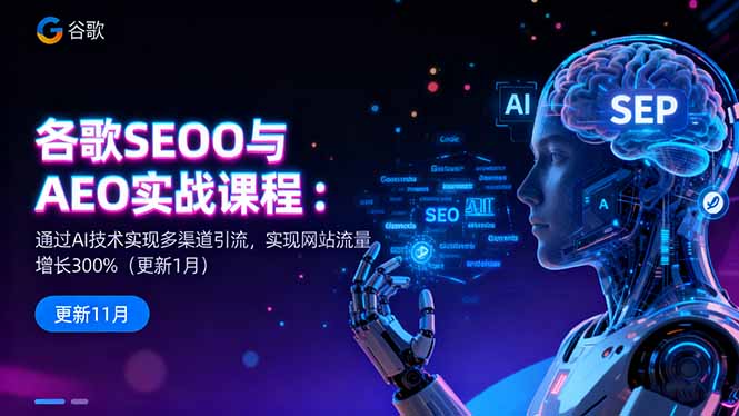谷歌SEO与AEO实战课程:通过AI技术实现多渠道引流,实现网站流量增长300%创客联盟总站-闲云创业网-老谢轻创网-中创网-福缘网-冒泡网-资源之家-魔方项目库创客联盟总站