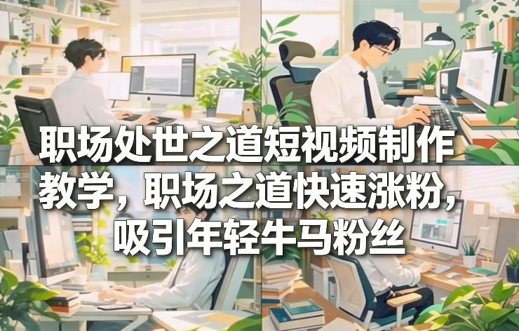 职场处世之道短视频制作教学，职场之道快速涨粉，吸引年轻牛马粉丝创客联盟总站-闲云创业网-老谢轻创网-中创网-福缘网-冒泡网-资源之家-魔方项目库创客联盟总站