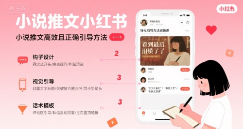 小说推文小红书高转化引导方法实操课，小说推文高效且正确引导方法创客联盟总站-闲云创业网-老谢轻创网-中创网-福缘网-冒泡网-资源之家-魔方项目库创客联盟总站