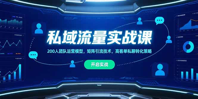 私域流量实战课,200人团队运营模型,矩阵引流技术,高客单私聊转化策略创客联盟总站-闲云创业网-老谢轻创网-中创网-福缘网-冒泡网-资源之家-魔方项目库创客联盟总站