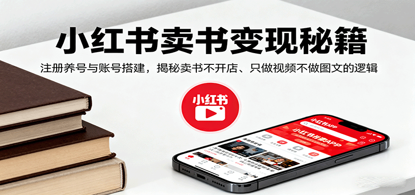 小红书卖书变现秘籍,注册养号与账号搭建,揭秘卖书不开店、只做视频不做图文的逻辑创客联盟总站-闲云创业网-老谢轻创网-中创网-福缘网-冒泡网-资源之家-魔方项目库创客联盟总站