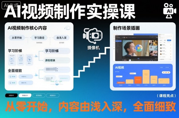AI视频制作实操课,从零开始,内容由浅入深,全面细致创客联盟总站-闲云创业网-老谢轻创网-中创网-福缘网-冒泡网-资源之家-魔方项目库创客联盟总站