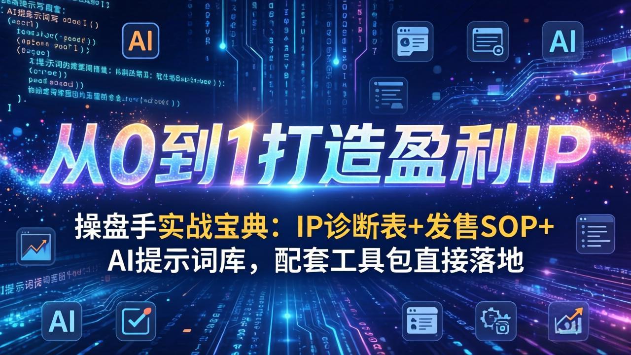 操盘手实战宝典：IP诊断表+发售SOP+AI提示词库，配套工具包直接落地，从0到1打造盈利IP创客联盟总站-闲云创业网-老谢轻创网-中创网-福缘网-冒泡网-资源之家-魔方项目库创客联盟总站