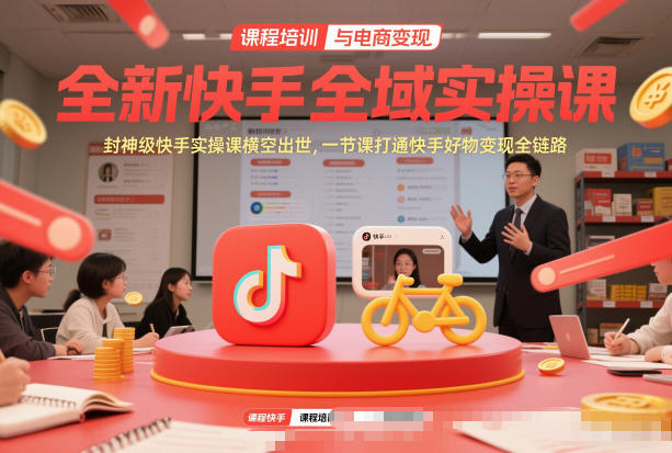 全新快手全域实操课，封神级快手实操课横空出世，一节课打通快手好物变现全链路创客联盟总站-闲云创业网-老谢轻创网-中创网-福缘网-冒泡网-资源之家-魔方项目库创客联盟总站