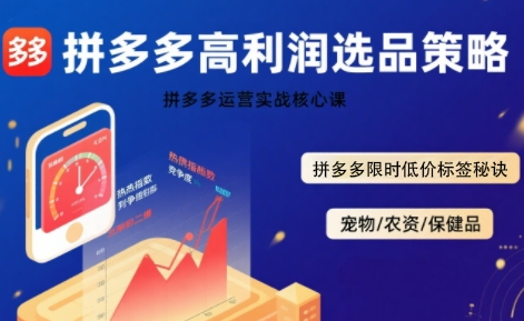 拼多多选品暴利技术实战课,拼多多高利润选品策略,拼多多限时低价标签秘诀创客联盟总站-闲云创业网-老谢轻创网-中创网-福缘网-冒泡网-资源之家-魔方项目库创客联盟总站