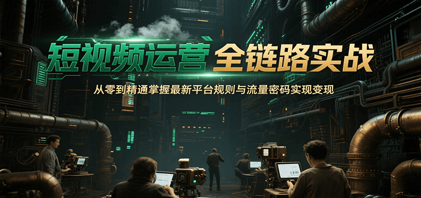 短视频运营全链路实战,从零到精通掌握最新平台规则与流量密码实现变现创客联盟总站-闲云创业网-老谢轻创网-中创网-福缘网-冒泡网-资源之家-魔方项目库创客联盟总站
