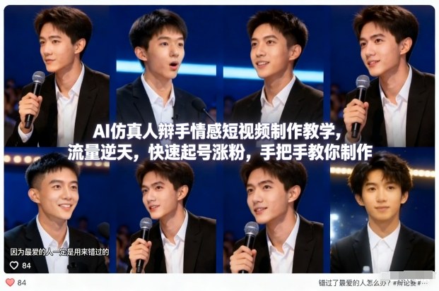 AI仿真人辩手情感短视频制作教学,流量逆天,快速起号涨粉,手把手教你制作创客联盟总站-闲云创业网-老谢轻创网-中创网-福缘网-冒泡网-资源之家-魔方项目库创客联盟总站