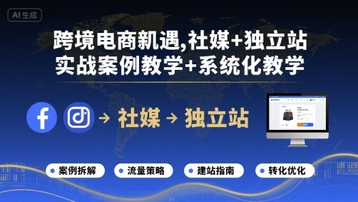 跨境电商新机遇，社媒+独立站，实战案例教学+系统化教学创客联盟总站-闲云创业网-老谢轻创网-中创网-福缘网-冒泡网-资源之家-魔方项目库创客联盟总站