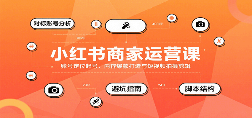 小红书商家运营课,账号定位起号、内容爆款打造与短视频拍摄剪辑创客联盟总站-闲云创业网-老谢轻创网-中创网-福缘网-冒泡网-资源之家-魔方项目库创客联盟总站