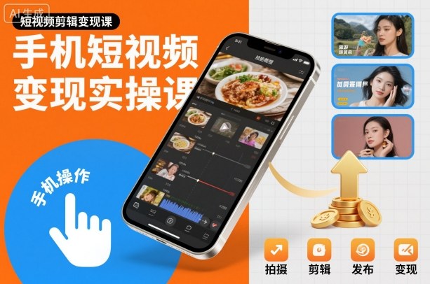 手机短视频变现实操课，短视频剪辑变现课创客联盟总站-闲云创业网-老谢轻创网-中创网-福缘网-冒泡网-资源之家-魔方项目库创客联盟总站