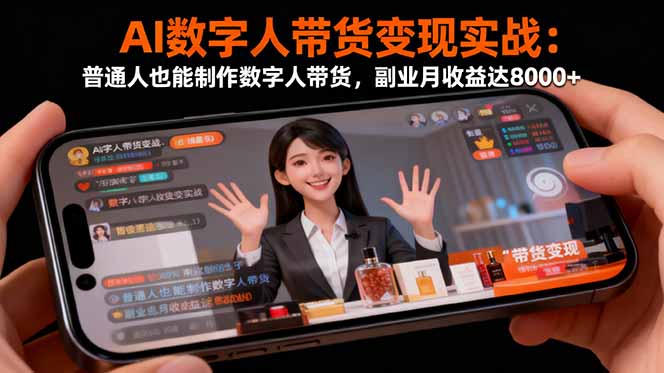 AI数字人带货变现实战:普通人也能制作数字人带货,副业月收益达8000+创客联盟总站-闲云创业网-老谢轻创网-中创网-福缘网-冒泡网-资源之家-魔方项目库创客联盟总站