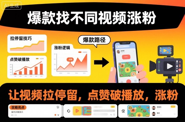 爆款找不同视频涨粉,让视频拉停留,实现点赞,破播放,涨粉创客联盟总站-闲云创业网-老谢轻创网-中创网-福缘网-冒泡网-资源之家-魔方项目库创客联盟总站