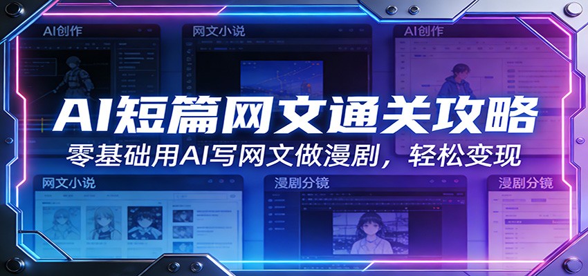 AI短篇网文通关攻略：零基础用AI写网文做漫剧，轻松变现创客联盟总站-闲云创业网-老谢轻创网-中创网-福缘网-冒泡网-资源之家-魔方项目库创客联盟总站
