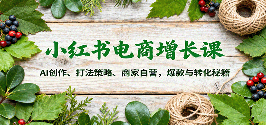 小红书电商增长课：AI创作、打法策略、商家自营，爆款与转化秘籍创客联盟总站-闲云创业网-老谢轻创网-中创网-福缘网-冒泡网-资源之家-魔方项目库创客联盟总站