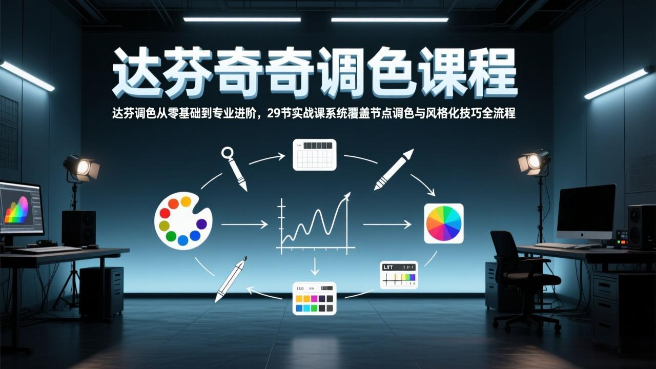 达芬奇调色从零基础到专业进阶,29节实战课系统覆盖节点调色与风格化技巧全流程创客联盟总站-闲云创业网-老谢轻创网-中创网-福缘网-冒泡网-资源之家-魔方项目库创客联盟总站