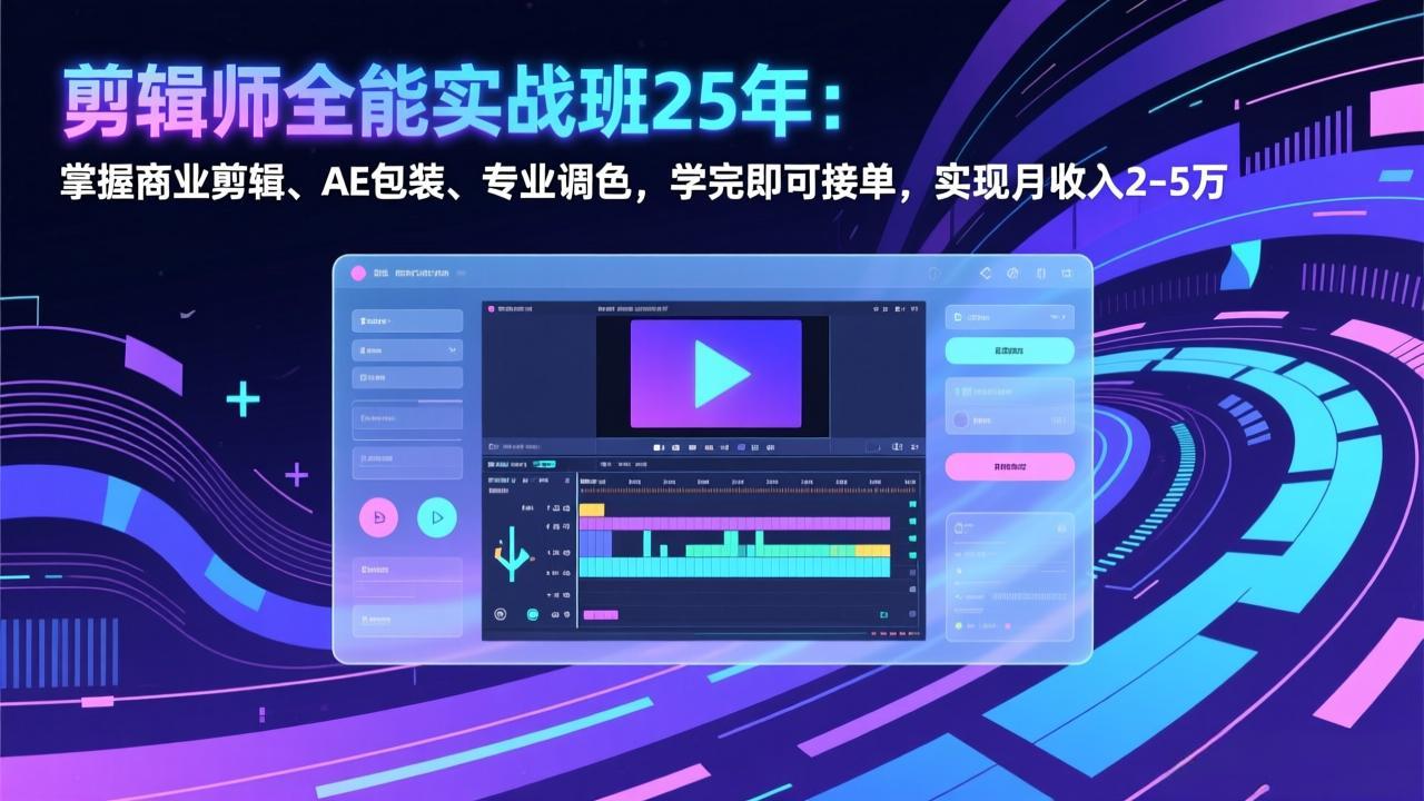 剪辑师全能实战班25年：掌握商业剪辑、AE包装、专业调色，学完即可接单，实现月收入2-5万创客联盟总站-闲云创业网-老谢轻创网-中创网-福缘网-冒泡网-资源之家-魔方项目库创客联盟总站