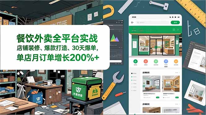 餐饮外卖全平台实战,店铺装修、爆款打造、30天爆单,手把手教学,单店月订单增长200%+创客联盟总站-闲云创业网-老谢轻创网-中创网-福缘网-冒泡网-资源之家-魔方项目库创客联盟总站