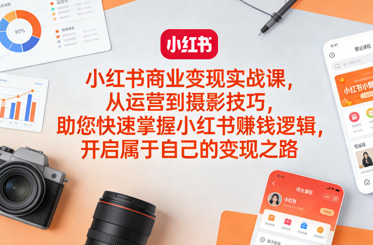小红书商业变现实战课，从运营到摄影技巧，助您快速掌握小红书賺钱逻辑，开启属于自己的变现之路创客联盟总站-闲云创业网-老谢轻创网-中创网-福缘网-冒泡网-资源之家-魔方项目库创客联盟总站