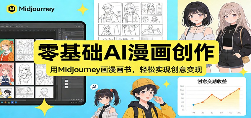 零基础AI漫画创作：用Midjourney画漫画书，轻松实现创意变现创客联盟总站-闲云创业网-老谢轻创网-中创网-福缘网-冒泡网-资源之家-魔方项目库创客联盟总站