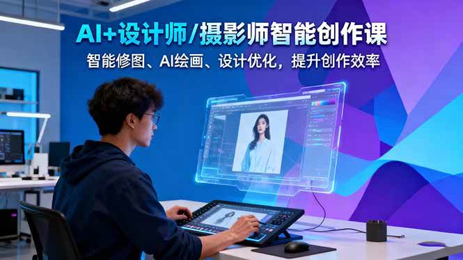 AI+设计师/摄影师智能创作课：智能修图、AI绘画、设计优化，提升创作效率创客联盟总站-闲云创业网-老谢轻创网-中创网-福缘网-冒泡网-资源之家-魔方项目库创客联盟总站