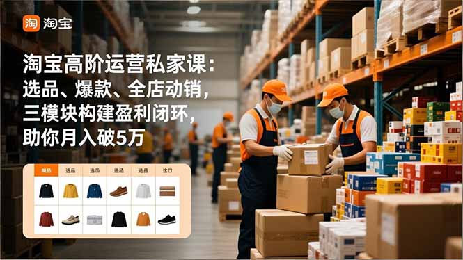 淘宝高阶运营私家课：选品、爆款、全店动销，三模块构建盈利闭环，助你月入破5万(更新12月创客联盟总站-闲云创业网-老谢轻创网-中创网-福缘网-冒泡网-资源之家-魔方项目库创客联盟总站