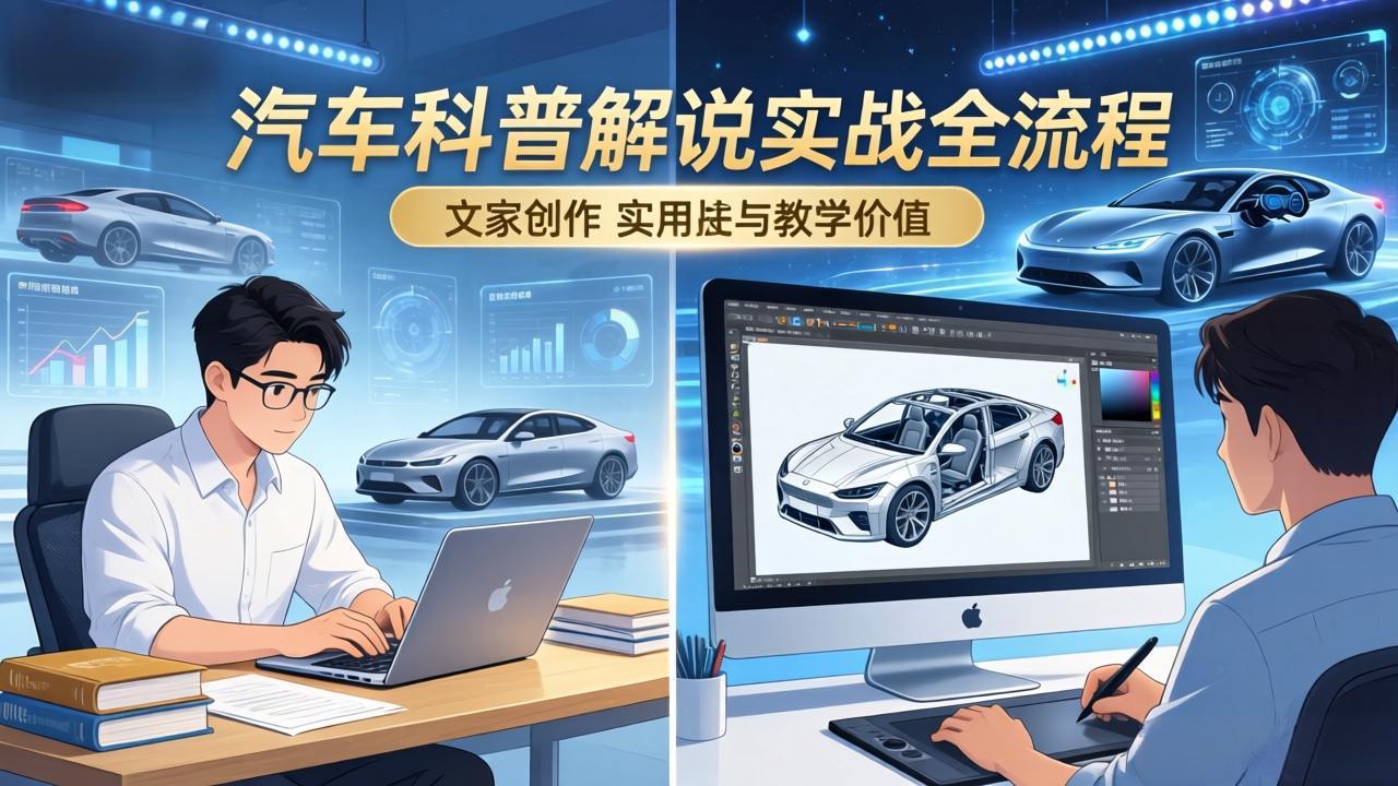 抖音汽车科普解说实战:文案+动画+画面处理+去水印全流程,打造专业汽车科普视频创客联盟总站-闲云创业网-老谢轻创网-中创网-福缘网-冒泡网-资源之家-魔方项目库创客联盟总站