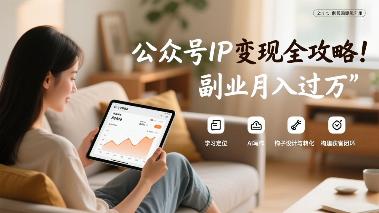 公众号IP变现全攻略，学习定位、AI写作、钩子设计与转化，构建获客闭环，副业月入过万创客联盟总站-闲云创业网-老谢轻创网-中创网-福缘网-冒泡网-资源之家-魔方项目库创客联盟总站