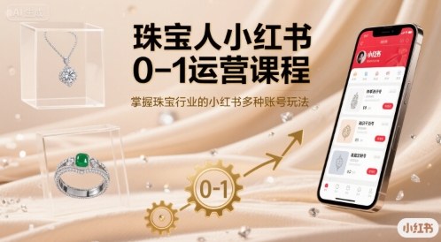 珠宝人小红书0-1运营课程，掌握珠宝行业的小红书多种账号玩法创客联盟总站-闲云创业网-老谢轻创网-中创网-福缘网-冒泡网-资源之家-魔方项目库创客联盟总站