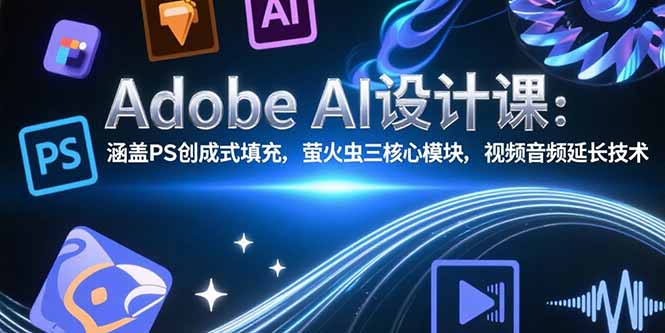 Adobe AI设计课:涵盖PS创成式填充,萤火虫三核心模块,视频音频延长技术创客联盟总站-闲云创业网-老谢轻创网-中创网-福缘网-冒泡网-资源之家-魔方项目库创客联盟总站