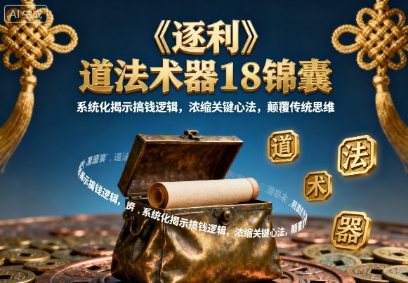 《逐利》道法术器18锦囊，系统化揭示搞钱逻辑，浓缩关键心法，颠覆传统思维创客联盟总站-闲云创业网-老谢轻创网-中创网-福缘网-冒泡网-资源之家-魔方项目库创客联盟总站