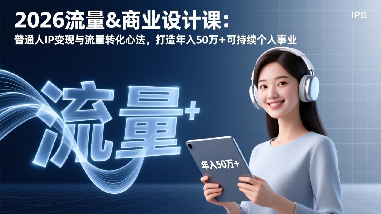 2026流量&商业设计课：普通人IP变现与流量转化心法，打造年入50万+可持续个人事业创客联盟总站-闲云创业网-老谢轻创网-中创网-福缘网-冒泡网-资源之家-魔方项目库创客联盟总站