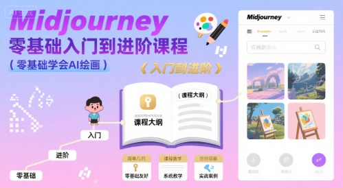midjourney零基础入门到进阶课程，零基础学会AI绘画创客联盟总站-闲云创业网-老谢轻创网-中创网-福缘网-冒泡网-资源之家-魔方项目库创客联盟总站