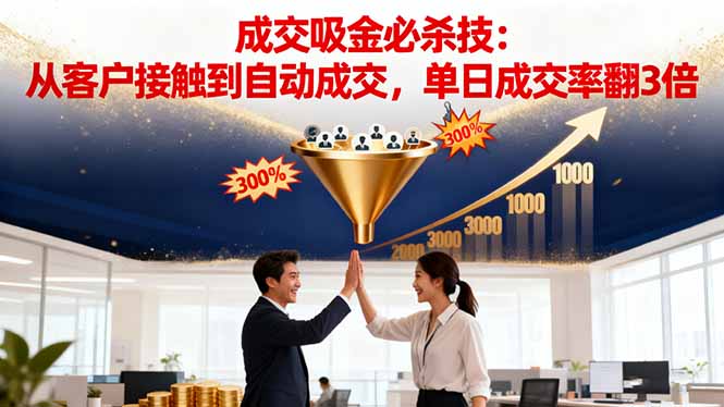 吸金成交营销必杀技：从客户接触到自动成交，单日成交率翻3倍创客联盟总站-闲云创业网-老谢轻创网-中创网-福缘网-冒泡网-资源之家-魔方项目库创客联盟总站