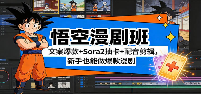 悟空漫剧班：文案爆款+Sora2抽卡+配音剪辑，新手也能做爆款漫剧创客联盟总站-闲云创业网-老谢轻创网-中创网-福缘网-冒泡网-资源之家-魔方项目库创客联盟总站