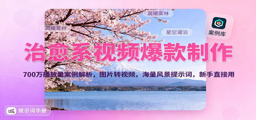 治愈系视频爆款制作,700万播放量案例解析,图片转视频,海量风景提示词,新手直接用创客联盟总站-闲云创业网-老谢轻创网-中创网-福缘网-冒泡网-资源之家-魔方项目库创客联盟总站