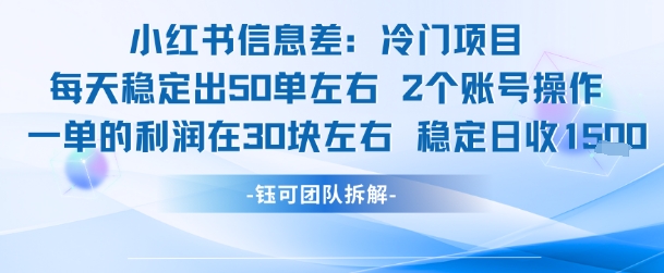 小红书信息差冷门项目一单利润30块每天稳定1.5k左右2个账号操作创客联盟总站-闲云创业网-老谢轻创网-中创网-福缘网-冒泡网-资源之家-魔方项目库创客联盟总站