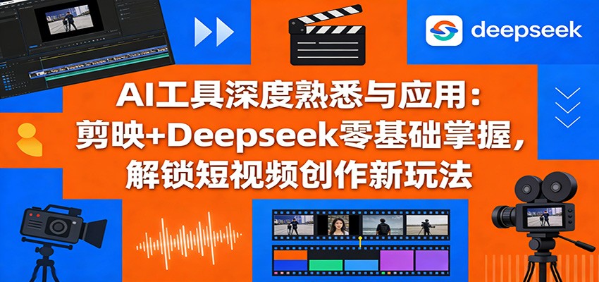 AI工具深度熟悉与应用：剪映+Deepseek零基础掌握，解锁短视频创作新玩法创客联盟总站-闲云创业网-老谢轻创网-中创网-福缘网-冒泡网-资源之家-魔方项目库创客联盟总站