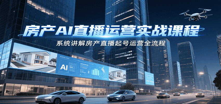 房产AI直播运营实战课程,系统讲解房产直播起号运营全流程创客联盟总站-闲云创业网-老谢轻创网-中创网-福缘网-冒泡网-资源之家-魔方项目库创客联盟总站