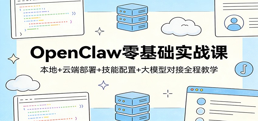OpenClaw零基础实战课:本地+云端部署+技能配置+大模型对接全程教学创客联盟总站-闲云创业网-老谢轻创网-中创网-福缘网-冒泡网-资源之家-魔方项目库创客联盟总站