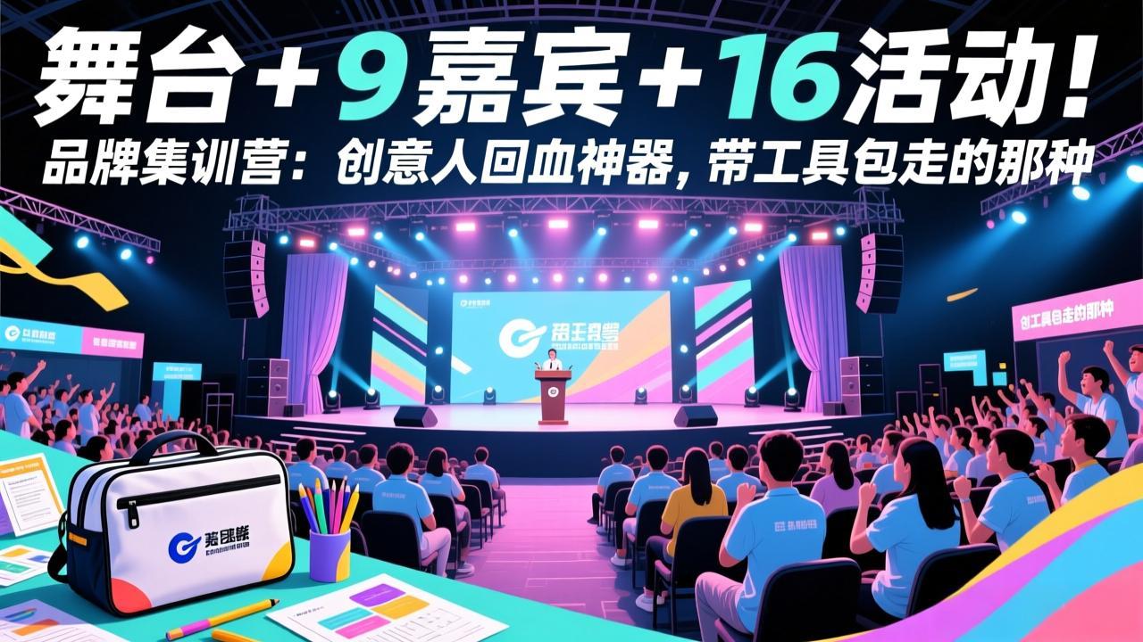 舞台 + 9 嘉宾 + 16 活动！品牌集训营：创意人回血神器，带工具包走的那种创客联盟总站-闲云创业网-老谢轻创网-中创网-福缘网-冒泡网-资源之家-魔方项目库创客联盟总站