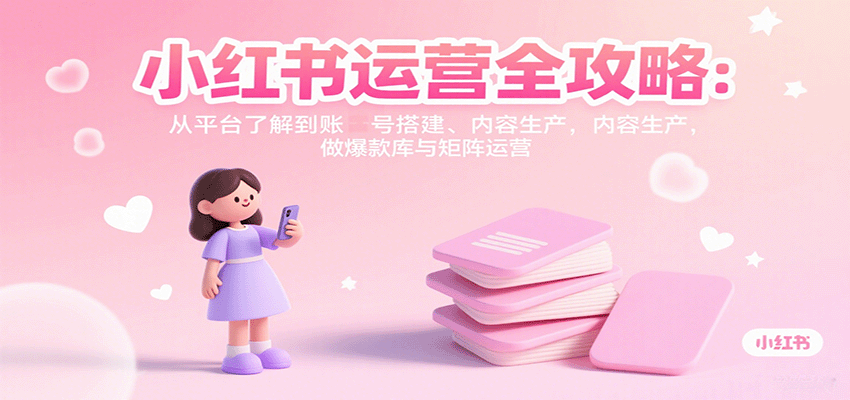 小红书运营全攻略：从平台了解到账号搭建、内容生产，做爆款库与矩阵运营创客联盟总站-闲云创业网-老谢轻创网-中创网-福缘网-冒泡网-资源之家-魔方项目库创客联盟总站