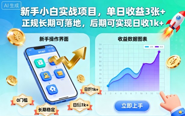 新手小白实战项目,单日收益3张+,正规长期可落地,后期可实现日收1k+【揭秘】创客联盟总站-闲云创业网-老谢轻创网-中创网-福缘网-冒泡网-资源之家-魔方项目库创客联盟总站