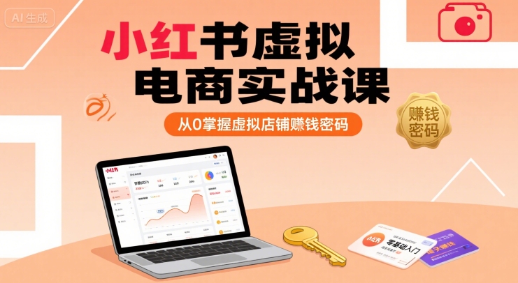 小红书虚拟电商实战课，从0掌握虚拟店铺賺钱密码创客联盟总站-闲云创业网-老谢轻创网-中创网-福缘网-冒泡网-资源之家-魔方项目库创客联盟总站