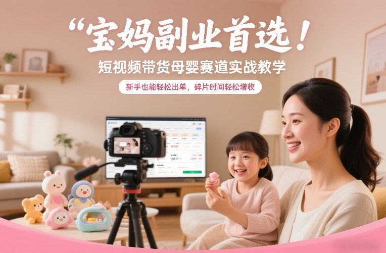 宝妈副业首选！短视频带货母婴赛道实战教学，新手也能轻松出单，碎片时间轻松增收创客联盟总站-闲云创业网-老谢轻创网-中创网-福缘网-冒泡网-资源之家-魔方项目库创客联盟总站