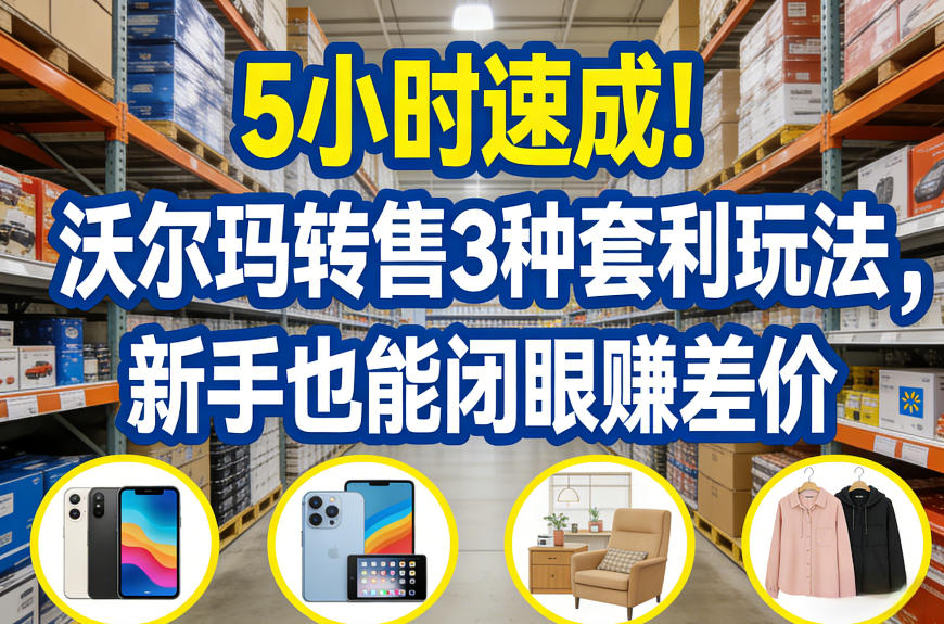 5小时速成！沃尔玛转售3种套利玩法，新手也能闭眼賺差价创客联盟总站-闲云创业网-老谢轻创网-中创网-福缘网-冒泡网-资源之家-魔方项目库创客联盟总站