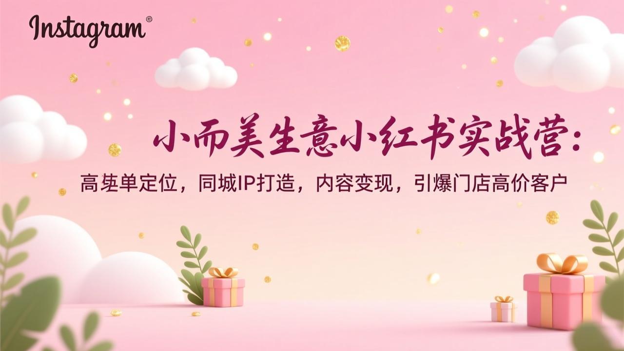 小而美生意小红书实战营：高客单定位，同城IP打造，内容变现，引爆门店高价客户创客联盟总站-闲云创业网-老谢轻创网-中创网-福缘网-冒泡网-资源之家-魔方项目库创客联盟总站